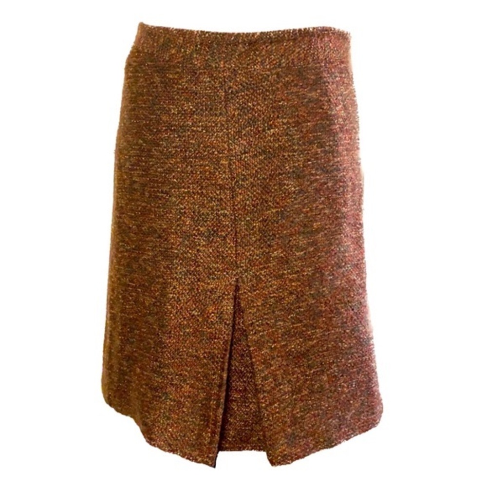 BCBG Max Azari Wool Blend Skirt With Gold Highlight Threads - Size 6